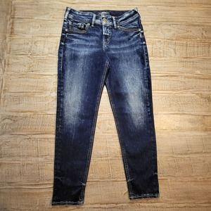 SILVER JEANS Suki Skinny Crop Blue Denim Jeans Women's Size W 28 L 25